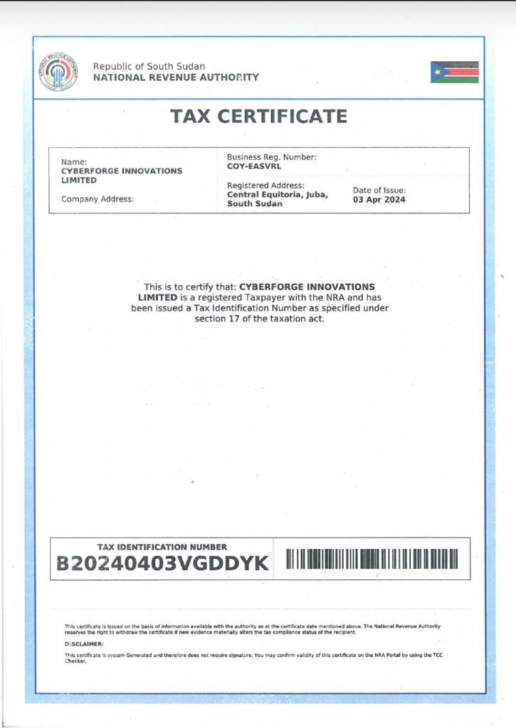 thumbnail of Tax Certificate