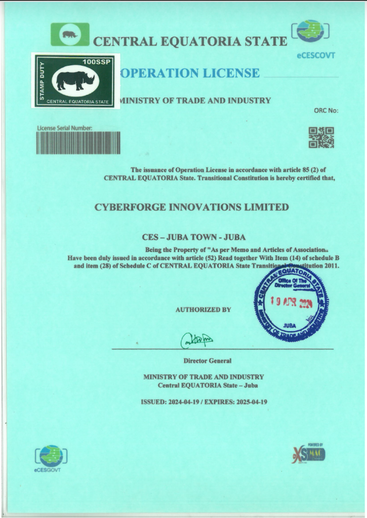 thumbnail of Central Equatorial State Opration Licence